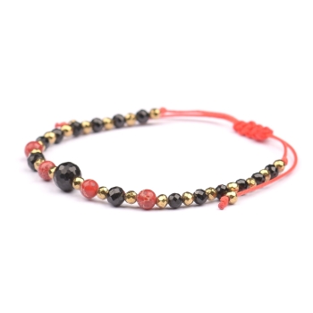 Bransoletka celebrytka czarny TURMALIN JASPIS HEMATYT ochrona i energia